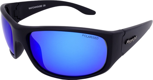 [9340457018540] Mangrove Jacks Watch House C8 Matte Black / Ice Blue Revo Polarised Lenses