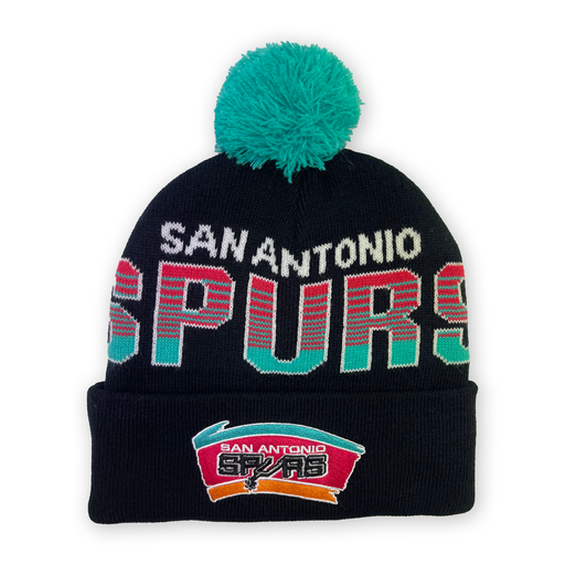 [197932533888] Mitchell & Ness San Antonio Spurs NBA Script Burst Knit Black OSFM MNSS23070