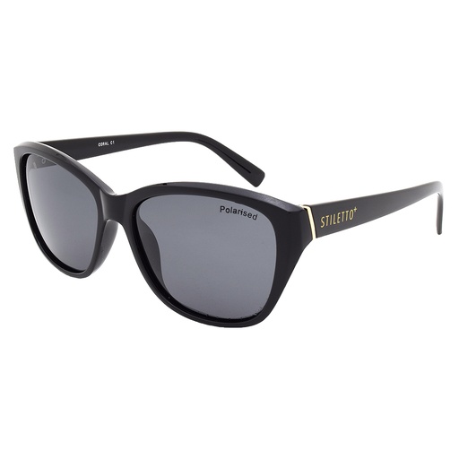 [9337217006428] Stiletto Coral C1 Shiny Black / Smoke Polarised Lenses