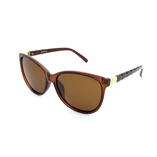 [9340457015341] Stiletto Evette C2 Crystal Dark Brown Light Gold / Brown Polarised Lenses
