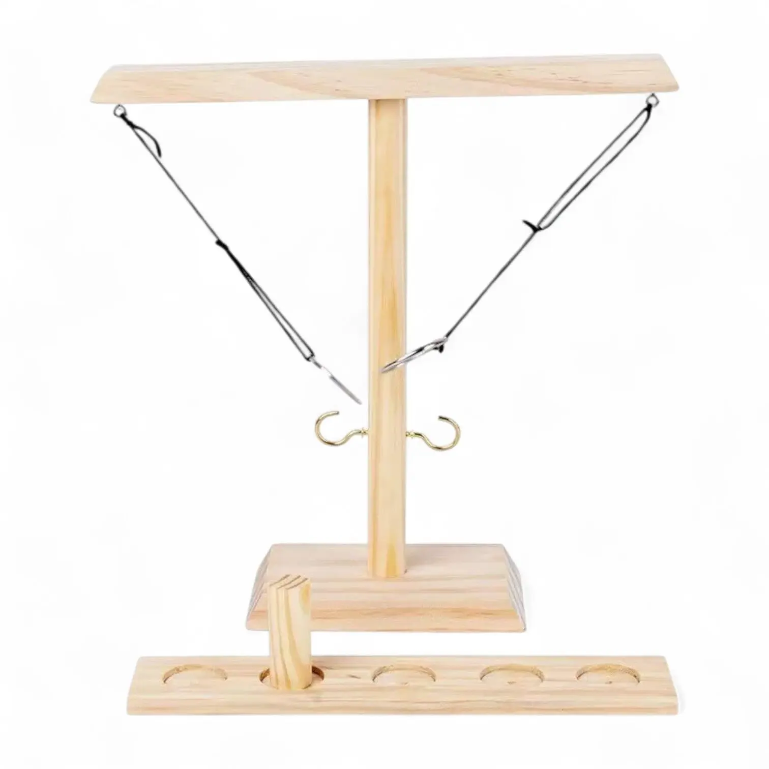 [9340457036384] 33cm Wooden Hook and Ring Toss Interactive Game