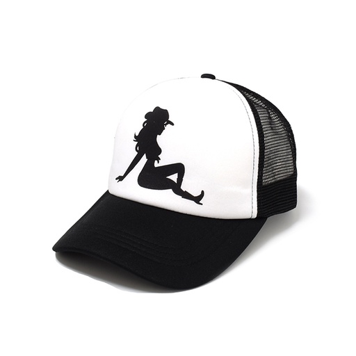 [9337217025610] Rocko's Trucker Cap Mud Flap Girl Black/White